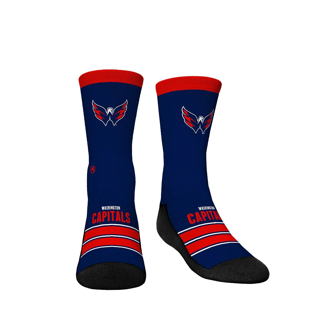 Youth Rock Em Socks Washington Capitals Gametime Stripe Crew Socks