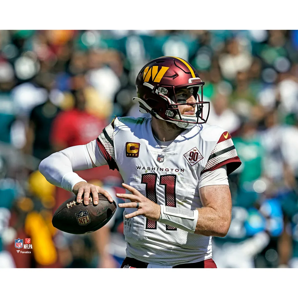 Unsigned Washington Commanders Carson Wentz Fanatics Authentic Looks to  Make a Pass Photograph