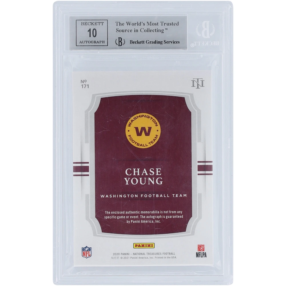 Chase Young Washington Commanders Autographed 2020 Panini National Treasures Stars & Stripes Nike Swoosh RPA #171 #2/3 BGS Authenticated 9/10 Rookie Card - 9,9,9,9.5 Subgrades