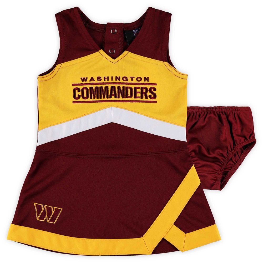 Girls Infant Burgundy Washington Commanders Cheer Captain Jumper Dress & Bloomers Set