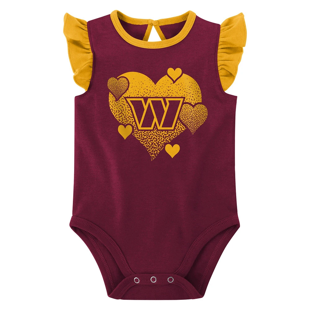 Girls Newborn & Infant Burgundy/Gold Washington Commanders Spread the Love 2-Pack Bodysuit Set