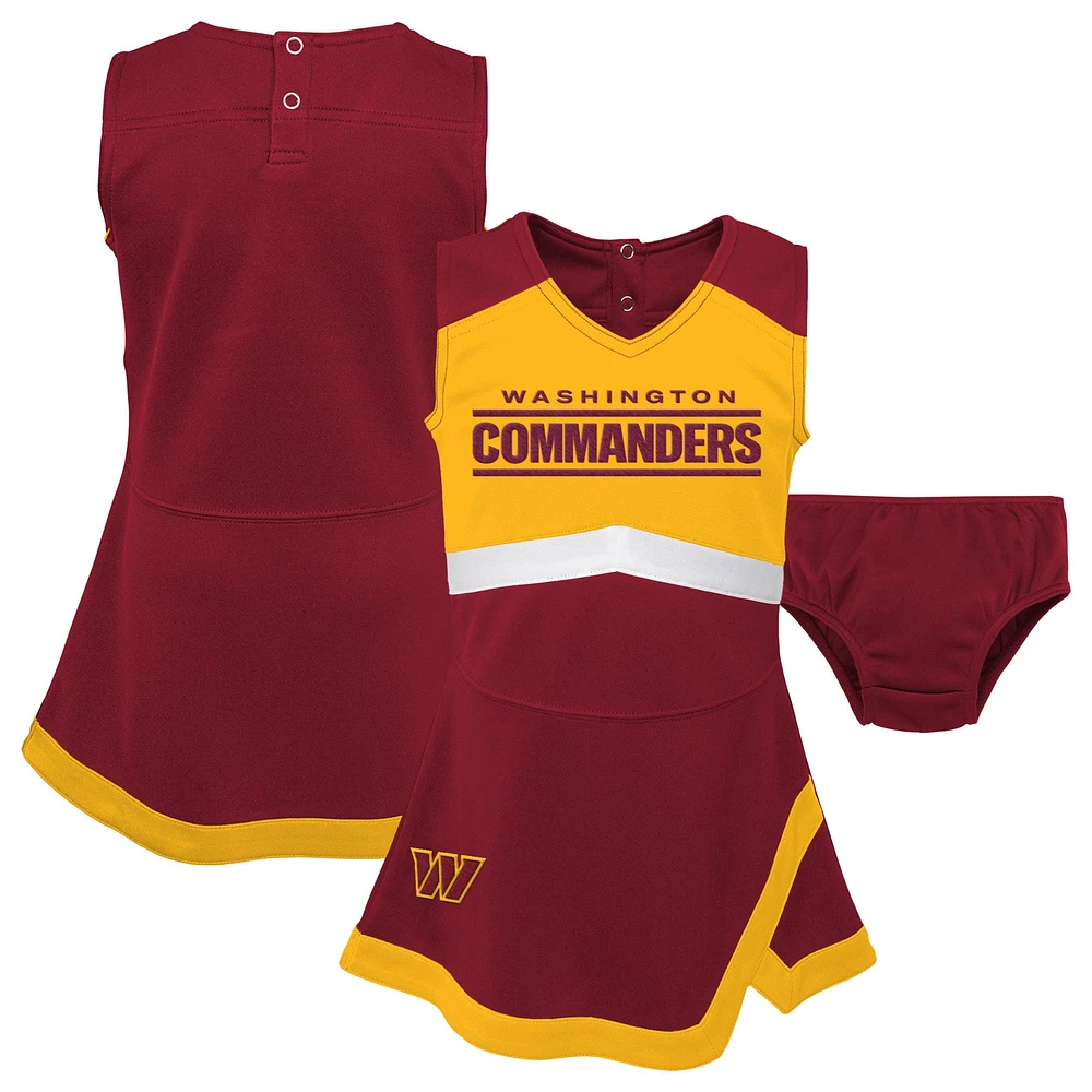 Robe pull Captain Cheer pour tout-petits filles Bordeaux/doré Washington Commanders