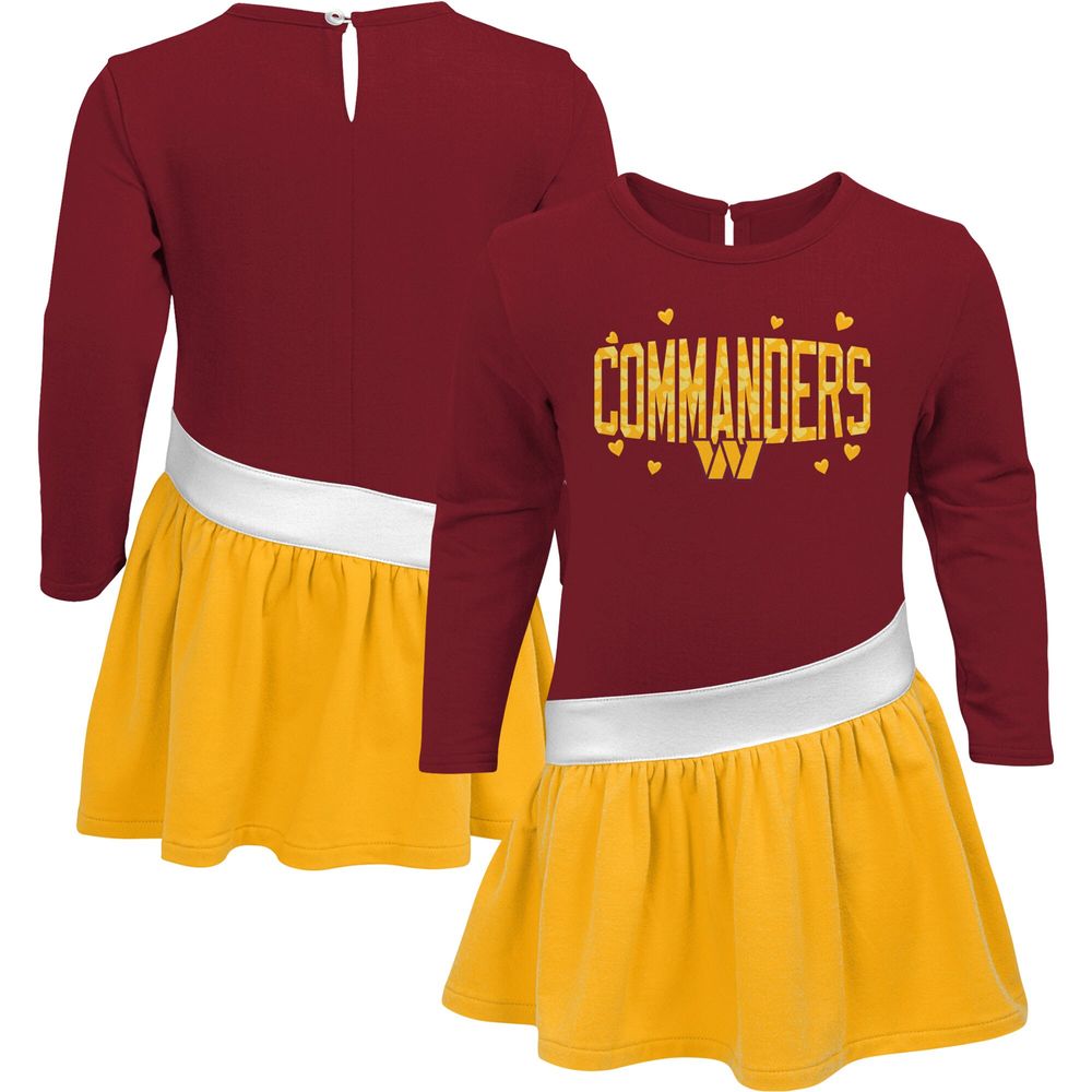 Girls Toddler Burgundy/Gold Washington Commanders Heart To Jersey Tunic Dress