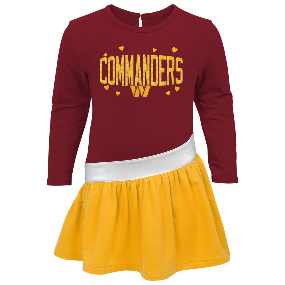 Girls Toddler Burgundy/Gold Washington Commanders Heart To Jersey Tunic Dress