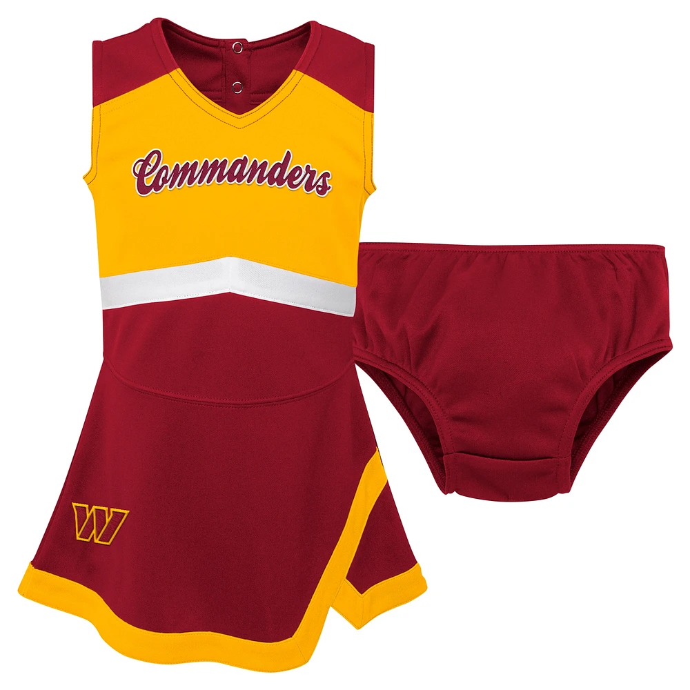 Robe de capitaine des Washington Commanders bordeaux pour petites filles avec bloomers