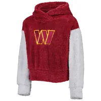 Chandail à capuchon en polaire Teddy Game Time des commandants Washington bordeaux/gris pour jeune fille