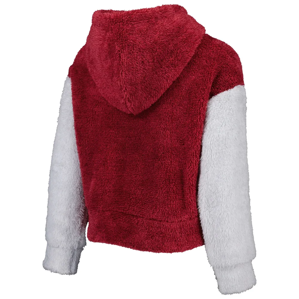 Chandail à capuchon en polaire Teddy Game Time des commandants Washington bordeaux/gris pour jeune fille