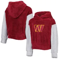 Chandail à capuchon en polaire Teddy Game Time des commandants Washington bordeaux/gris pour jeune fille