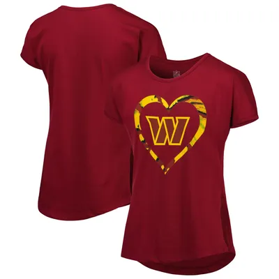 Washington Commanders Girls Youth Tie-Dye Heart T-Shirt - Burgundy