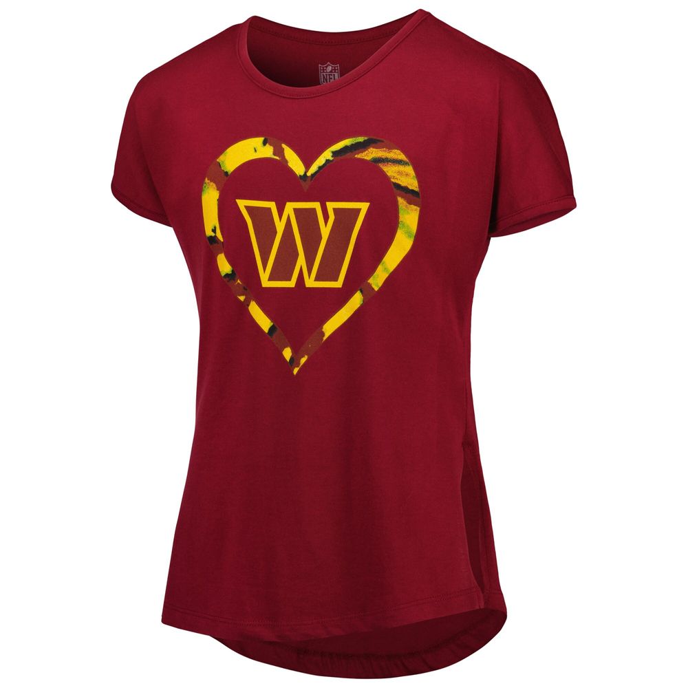 Lids Washington Commanders Girls Youth Tie-Dye Heart T-Shirt - Burgundy