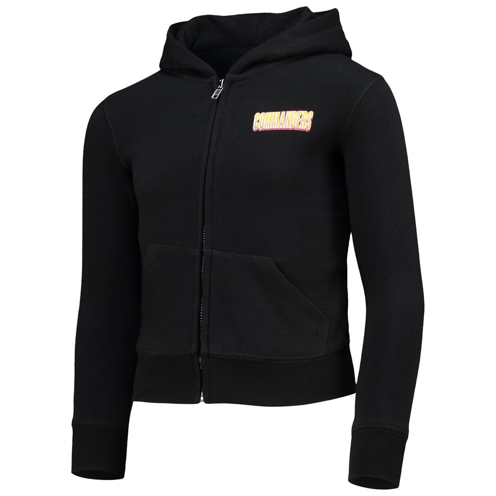 Girls Youth New Era Black Washington Commanders Full-Zip Hoodie