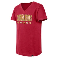 T-shirt à col en V sequins inversés Washington Commanders New Era Bordeaux pour filles