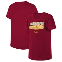 T-shirt à col en V sequins inversés bordeaux Washington Commanders New Era pour jeune fille