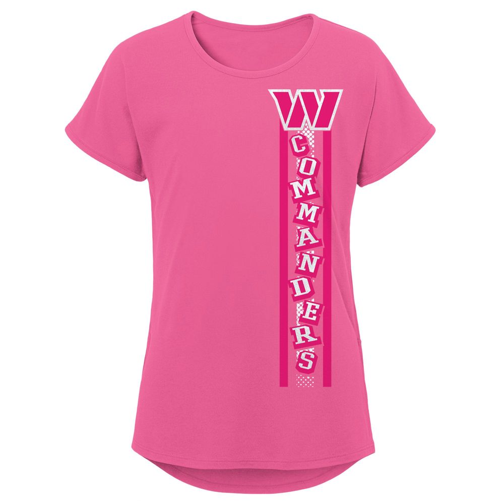 Girls Youth Pink Washington Commanders Logo Fair Catch Dolman T-Shirt