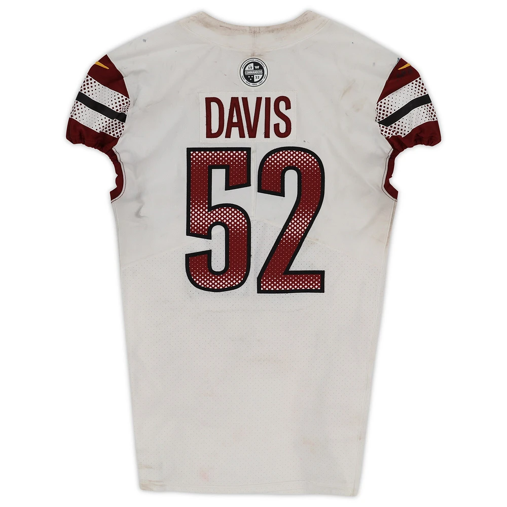 Maillot blanc n°52 utilisé par Jamin Davis des Washington Commanders contre les Texans de Houston le 20 novembre 2022