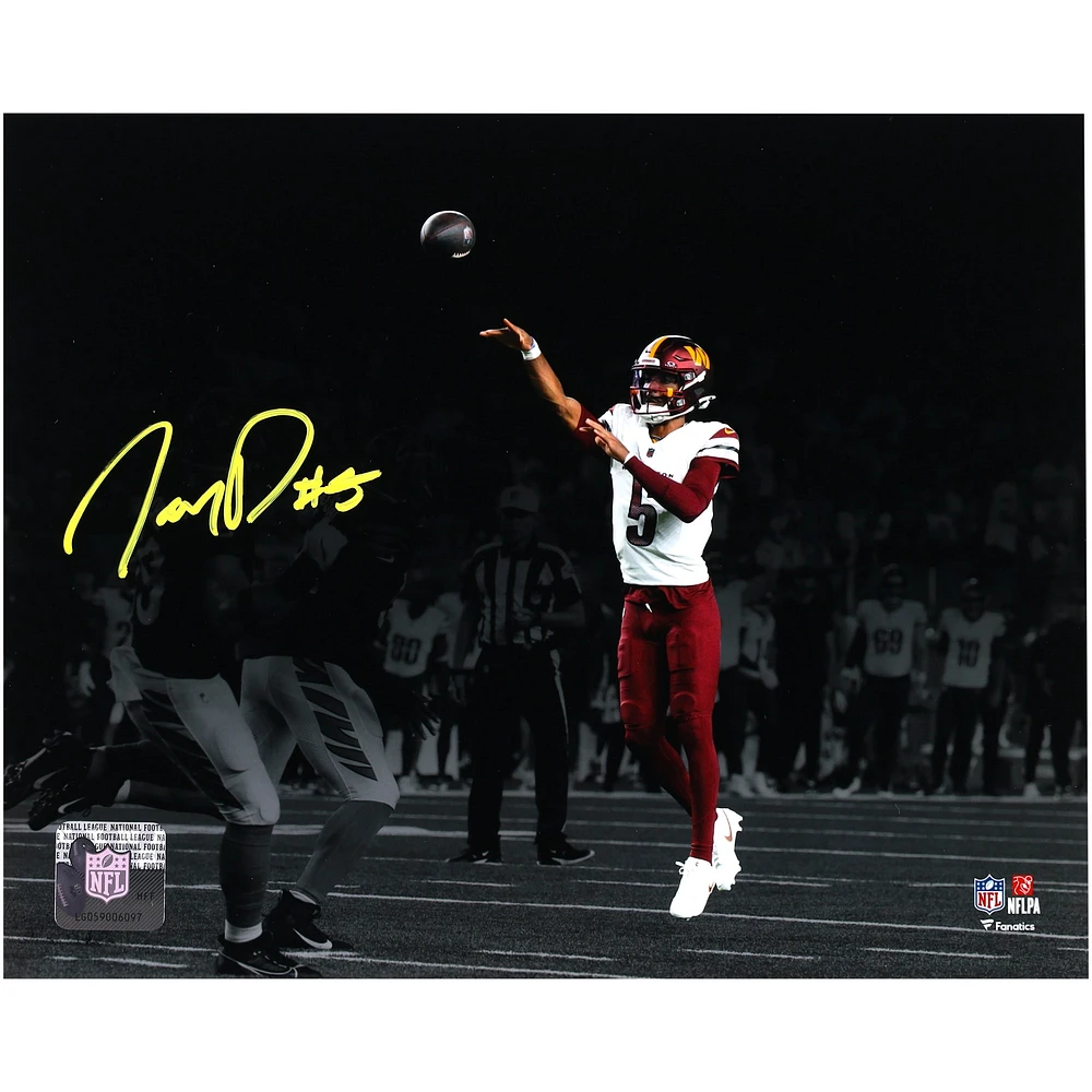 Jayden Daniels Washington Commanders Autographed 8" x 10" Throwing Spotlight Photograph