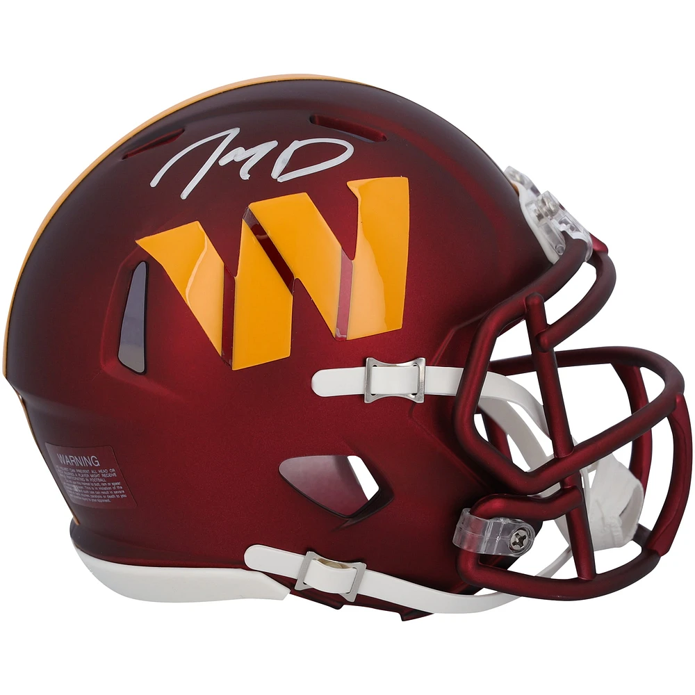 Casque Riddell Speed Mini autographié par Jayden Daniels Washington Commanders