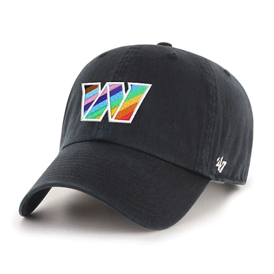 Men's '47 Black Washington Commanders Logo Pride Clean Up Adjustable Hat