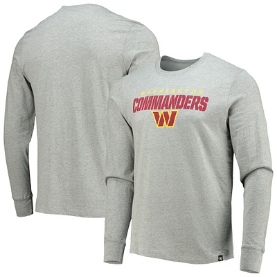 Men's '47 Heathered Gray Washington Commanders Traction Super Rival Long Sleeve T-Shirt