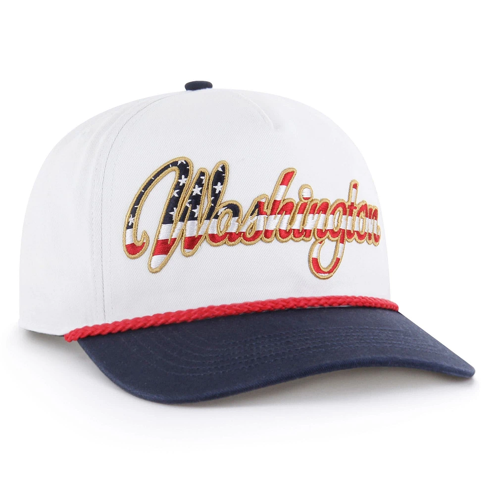 Casquette ajustable patriotique à revers Washington Commanders blanche 1947 pour homme