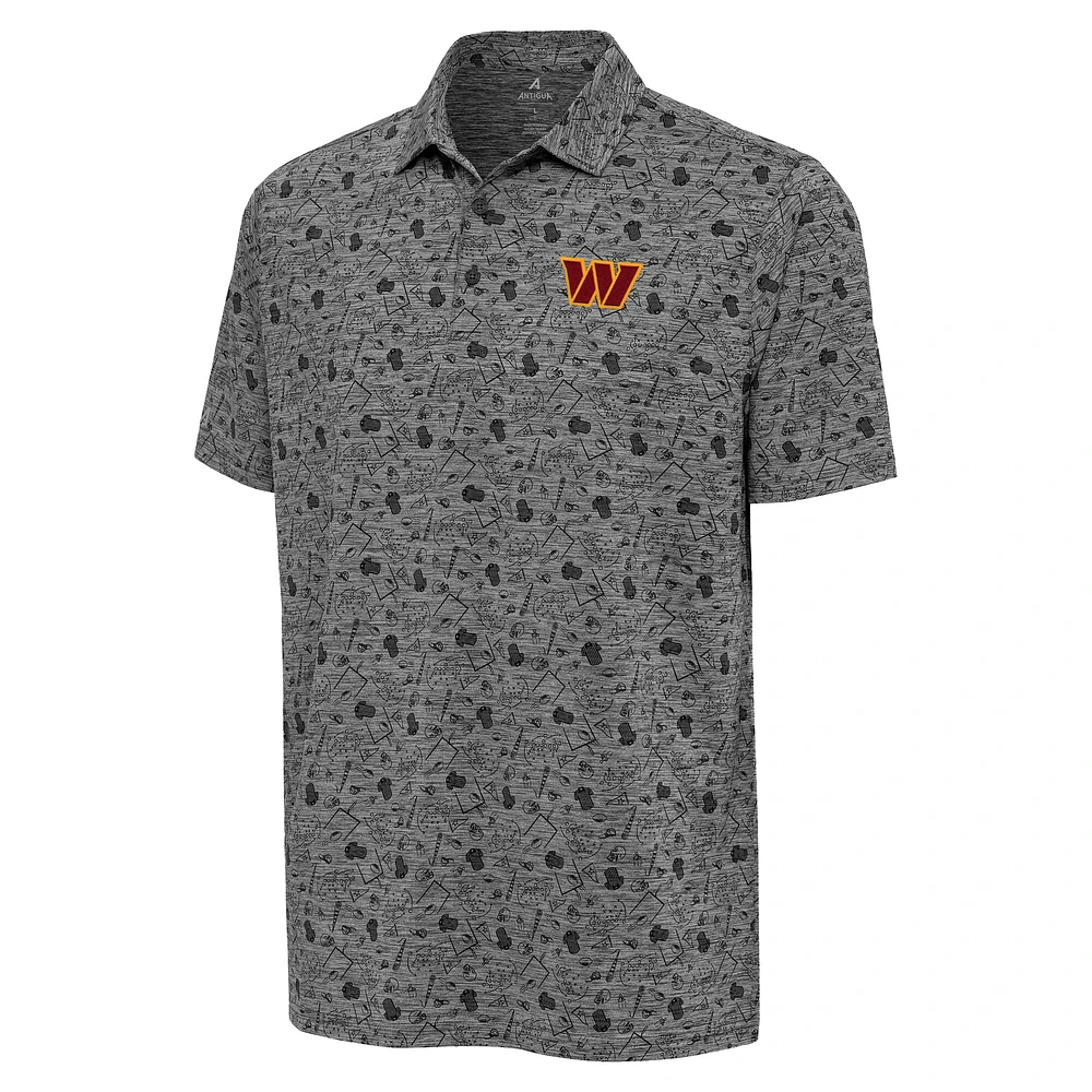 Men's Antigua Heather Black Washington Commanders Relentless Polo