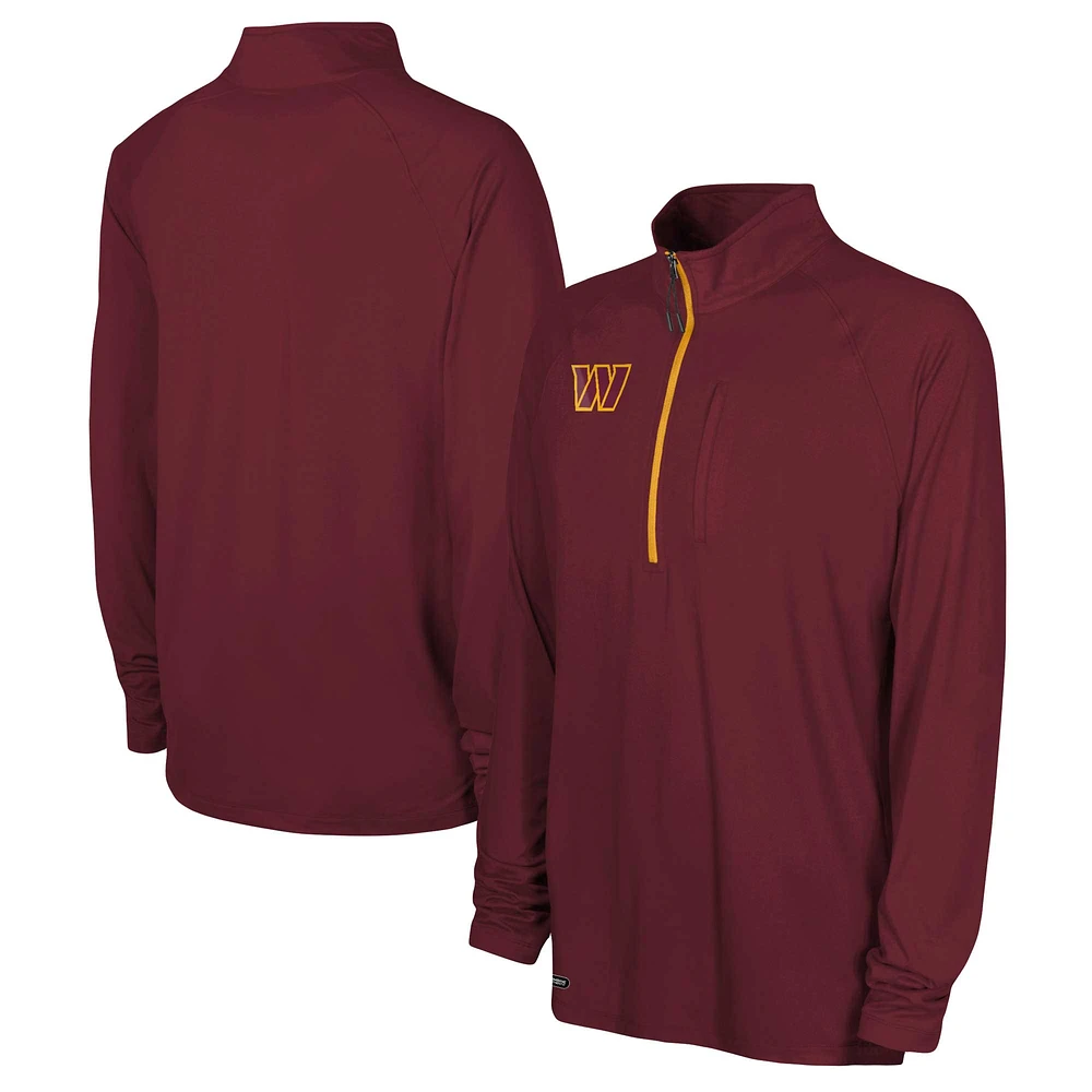 Men's Burgundy Washington Commanders Combine Authentic Raglan Quarter-Zip Top