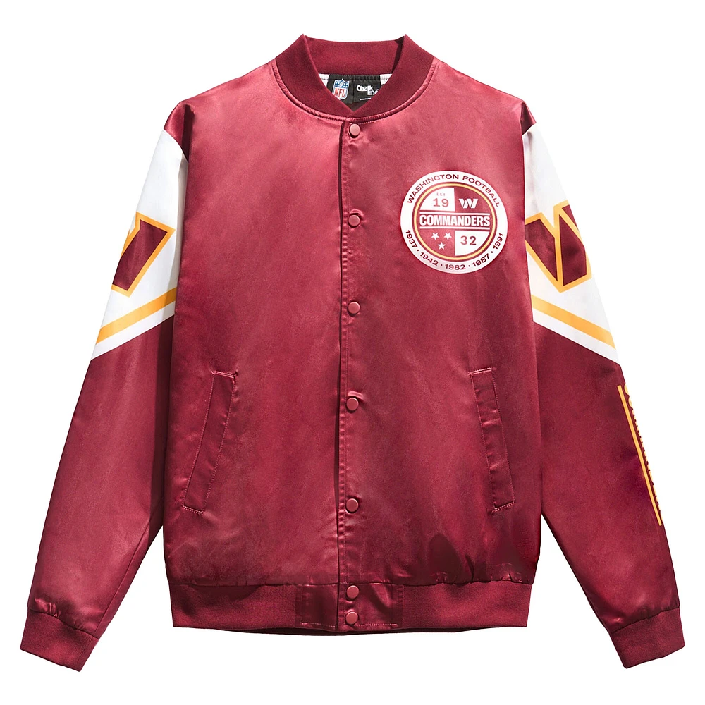 Veste à bouton-pression en satin Chalk Line pour hommes, bordeaux Washington Commanders Fanimation