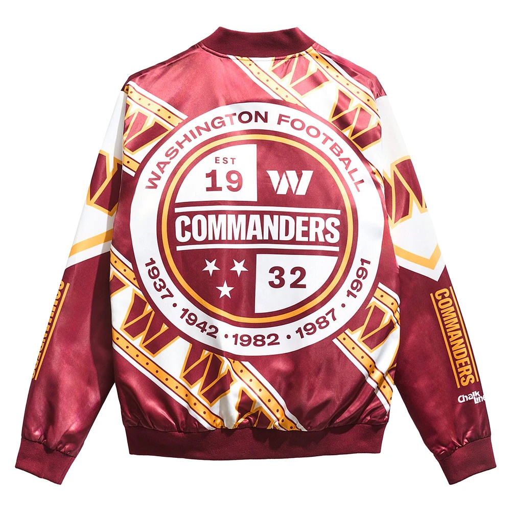 Veste à bouton-pression en satin Chalk Line pour hommes, bordeaux Washington Commanders Fanimation