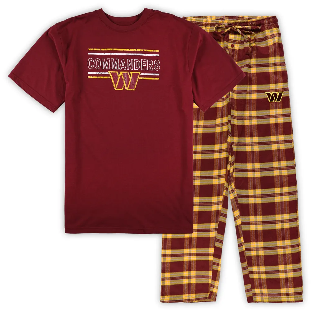 Ensemble de nuit en flanelle Washington Commanders Big & Tall Concepts Sport pour homme Bordeaux/doré