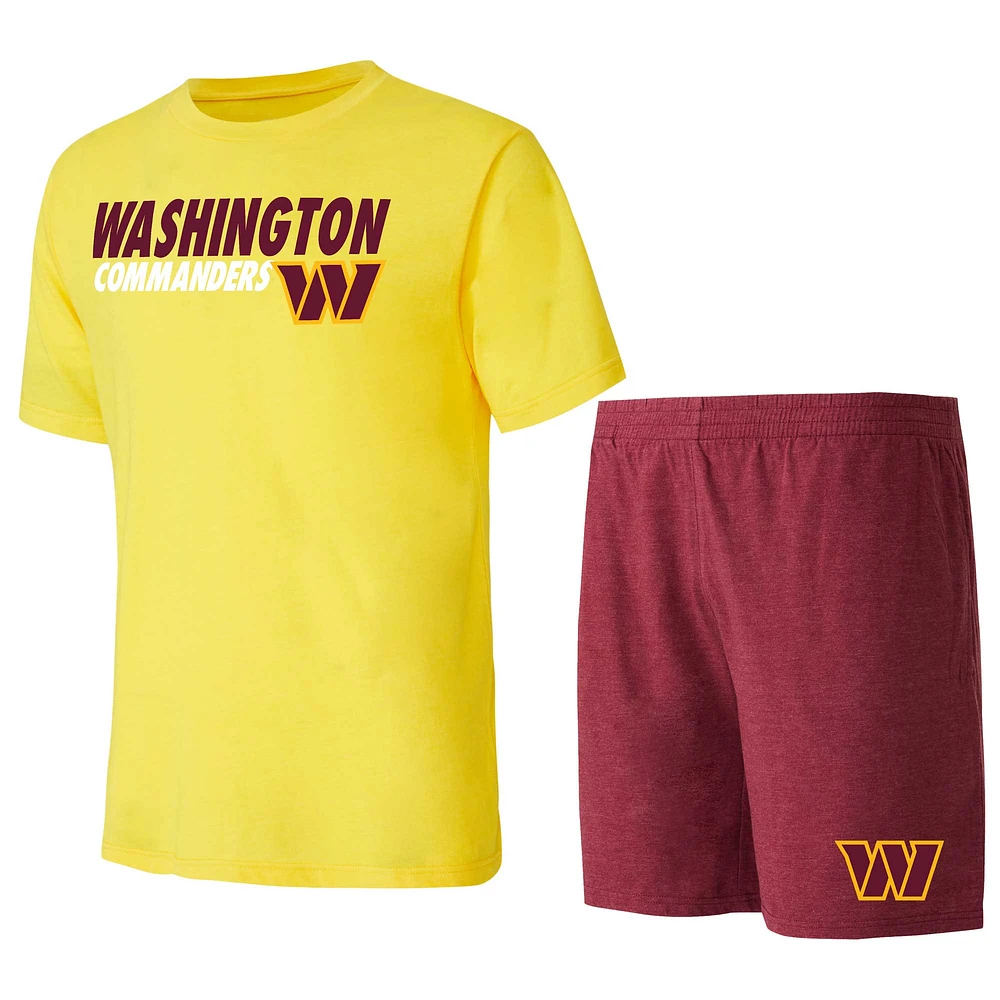 Ensemble de nuit pour hommes Concepts Sport bordeaux/or Washington Commanders Meter T-shirt et short