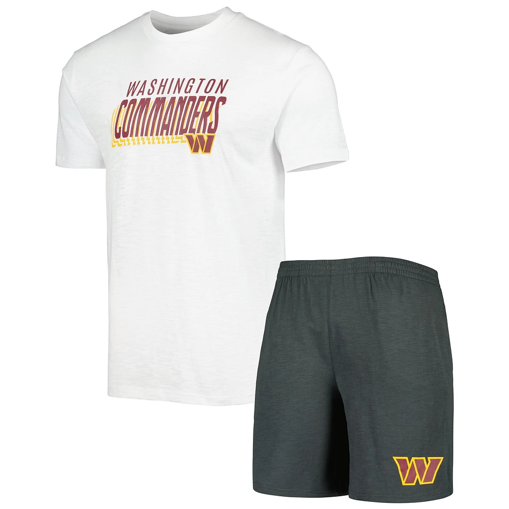 Ensemble de nuit T-shirt et short Washington Commanders Downfield Concepts Sport pour homme, anthracite/blanc