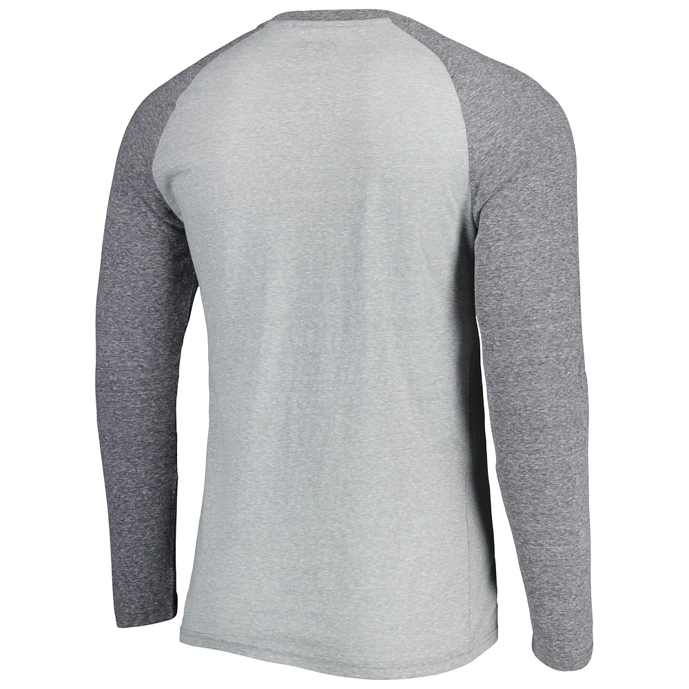 T-shirt Henley à manches longues raglan Washington Commanders Ledger de Concepts Sport pour homme, gris chiné