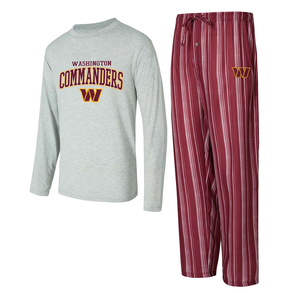 Ensemble de nuit pour homme Concepts Sport Washington Commanders Petition avec t-shirt à manches longues et pantalon