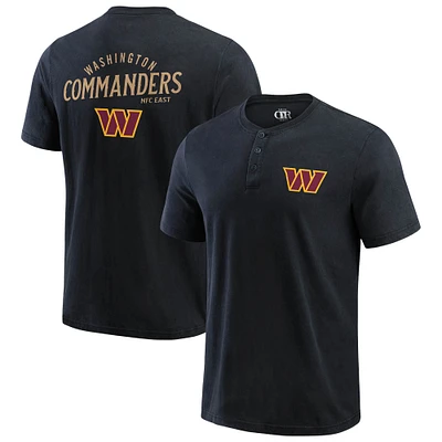 T-shirt Henley délavé noir Washington Commanders de la collection Darius Rucker pour homme par Fanatics