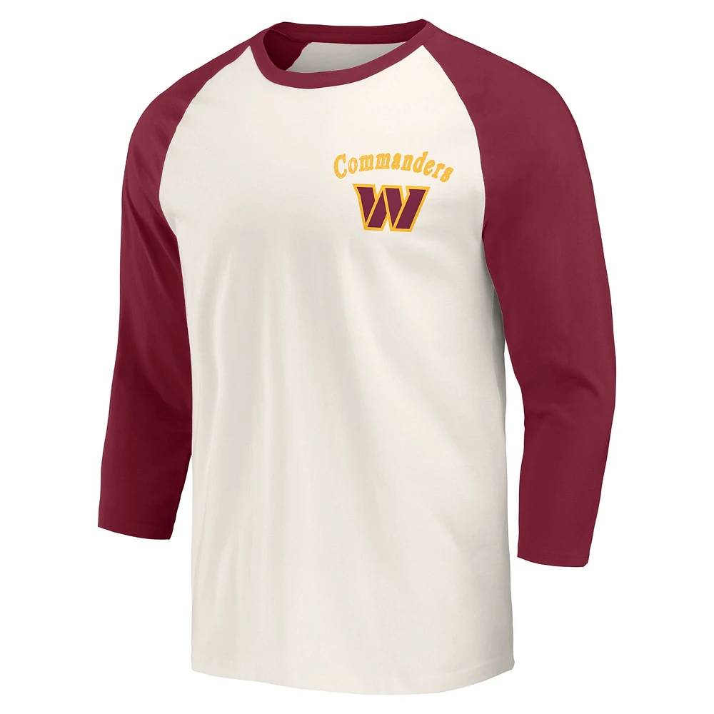 Men's Darius Rucker Collection by Fanatics Burgundy/White Washington Commanders Raglan 3/4 Sleeve T-Shirt