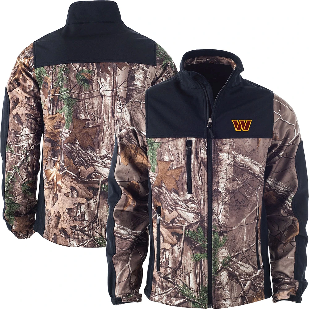 Dunbrooke Realtree Camo Washington Commanders Hunter Veste Softshell entièrement zippée pour homme