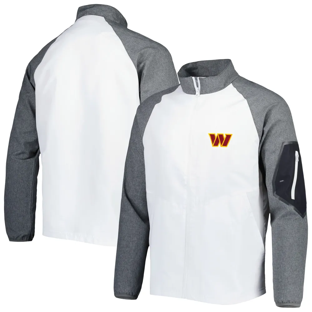 Dunbrooke White Washington Commanders Hurricane Raglan Veste coupe-vent entièrement zippée pour homme