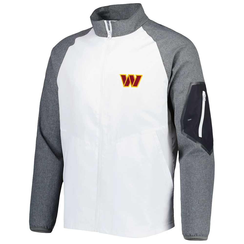 Dunbrooke White Washington Commanders Hurricane Raglan Veste coupe-vent entièrement zippée pour homme