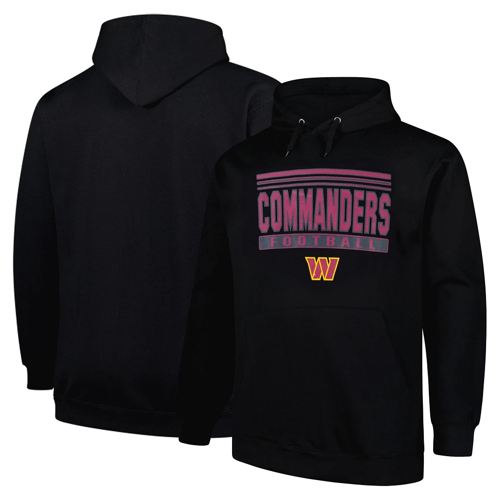 Sweat à capuche noir Fanatics pour hommes Washington Commanders Big & Tall Pop