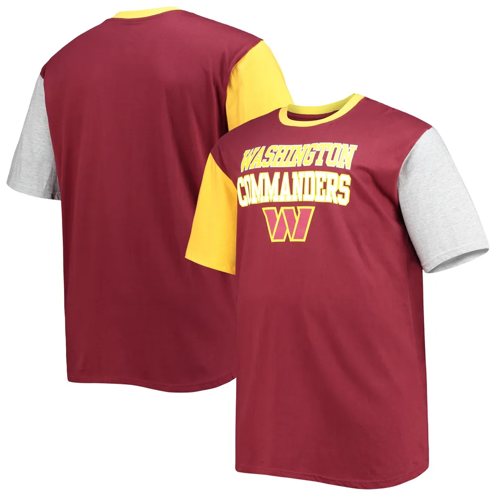 Lids Washington Commanders Fanatics Branded Big & Tall Colorblocked T-Shirt  - Burgundy/Gold