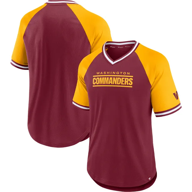 Lids Washington Commanders Fanatics Branded Second Wind Raglan V-Neck T- Shirt - Burgundy/Gold