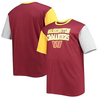 Men's Fanatics Burgundy/Gold Washington Commanders Big & Tall Colorblocked T-Shirt