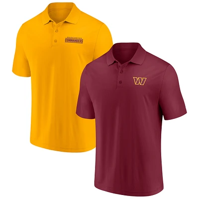 Ensemble de deux polos Fanatics pour hommes bordeaux/or Washington Commanders Dueling