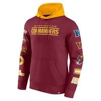 Sweat à capuche patchs Washington Commanders bordeaux/doré Fanatics pour hommes