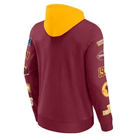 Sweat à capuche patchs Washington Commanders bordeaux/doré Fanatics pour hommes