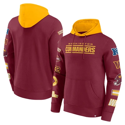 Sweat à capuche patchs Washington Commanders bordeaux/doré Fanatics pour hommes
