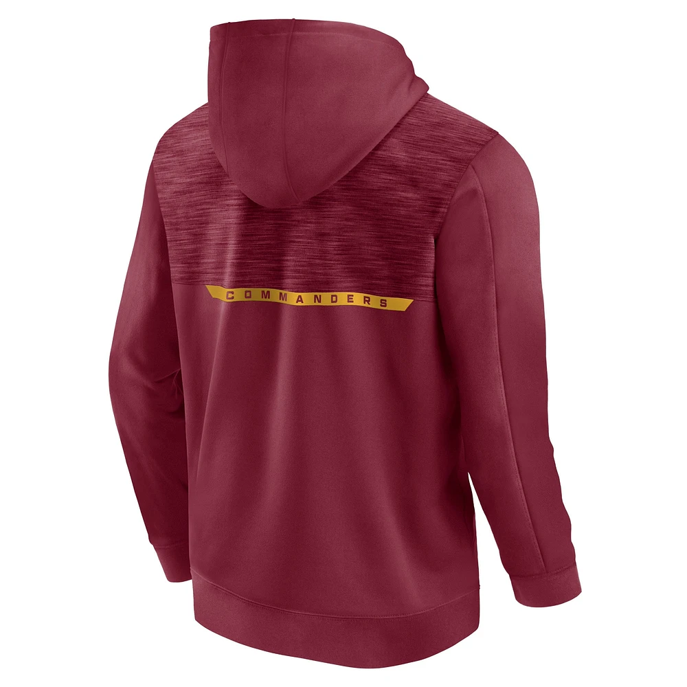 Sweat à capuche entièrement zippé Fanatics pour hommes bordeaux Washington Commanders Defender Evo