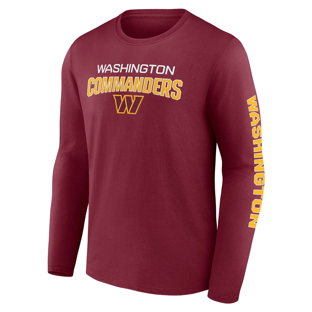 Men's Fanatics Burgundy Washington Commanders Go the Distance - Long Sleeve T-Shirt