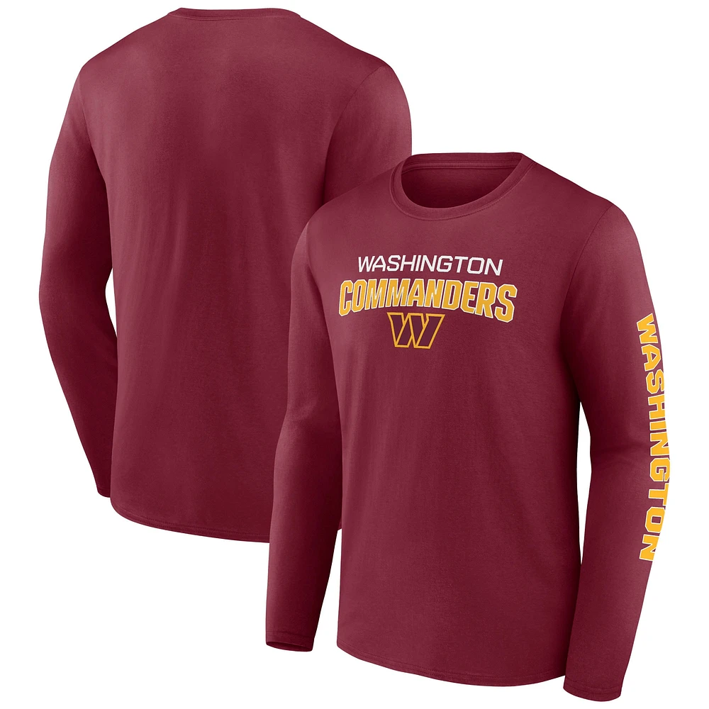 Men's Fanatics Burgundy Washington Commanders Go the Distance - Long Sleeve T-Shirt