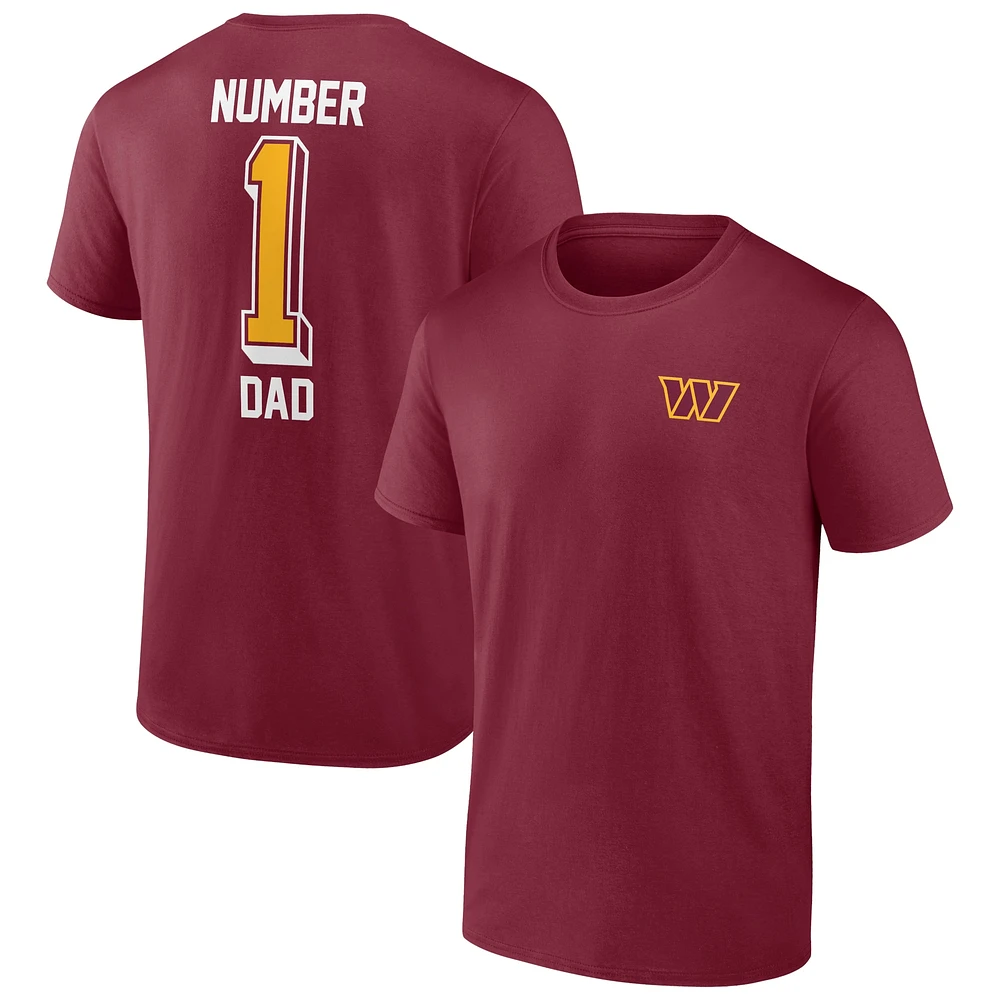 T-shirt papa n°1 de l'équipe Fanatics Burgundy Washington Commanders pour hommes